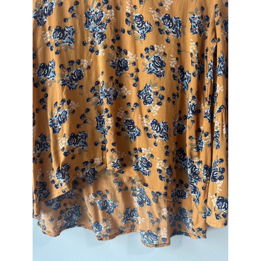 Mustard Floral Boho Blouse Large Flowy Cottagecore Fall Top Eye Shadow - Picture 6 of 8